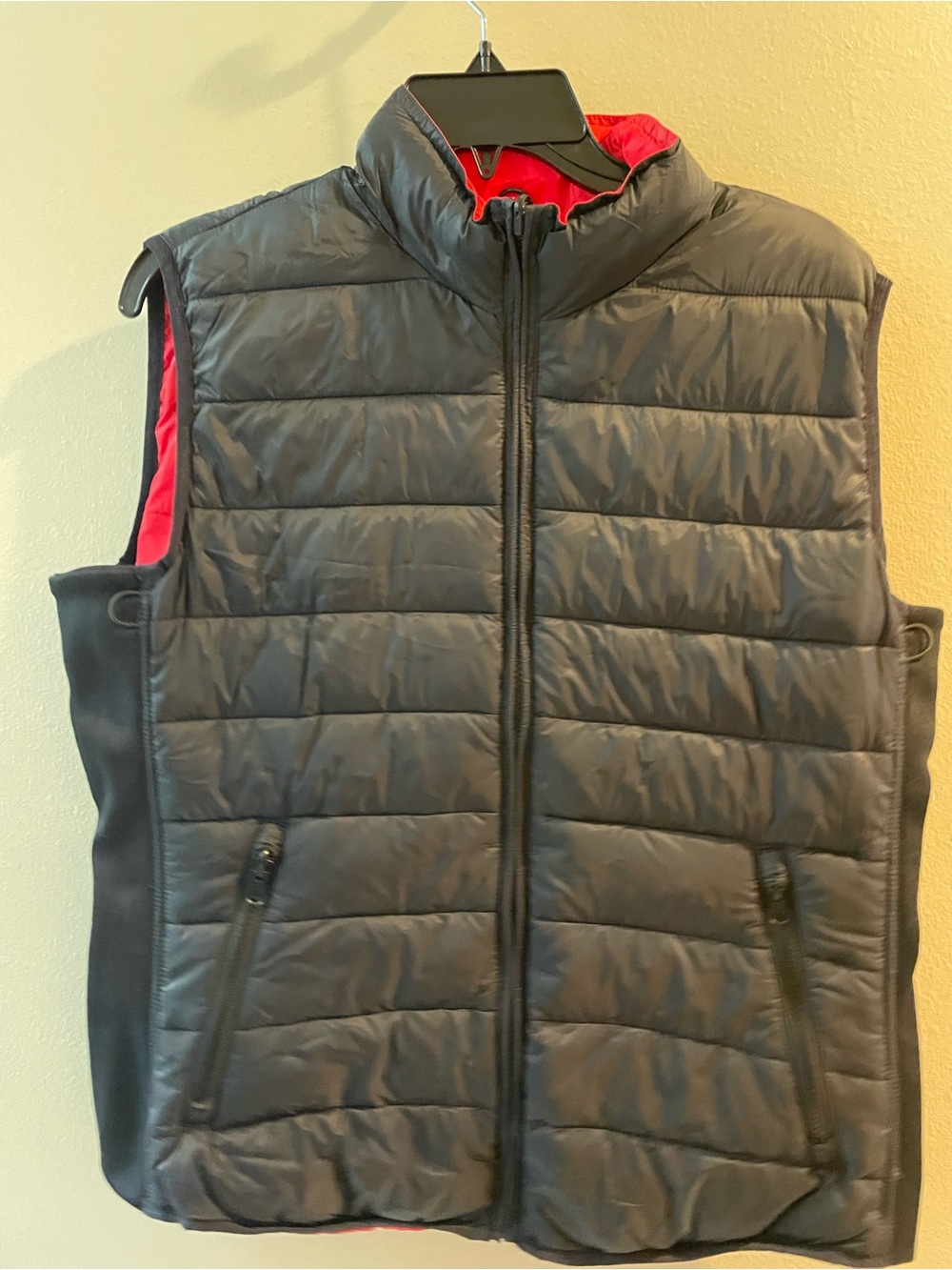 Porsche Reversible Quilted Vest - Black with Red Lining